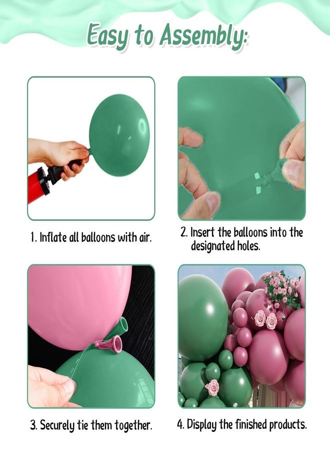 Sowide Pink and Green Balloon Arch Kit,122Pcs Sage Green Dusty Rose Red Macaron Pink Yellow Matte Balloons for Flower Birthday Bridal Wedding Engagement Baby Shower Anniversary Party Decorations - Image 3